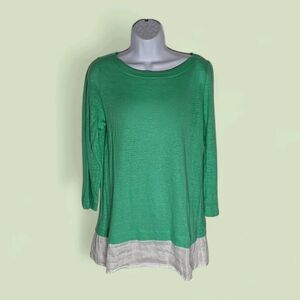 J. Jill Love Linen Green Tunic Top Sz S 100% Linen Office Spring Summer Casual